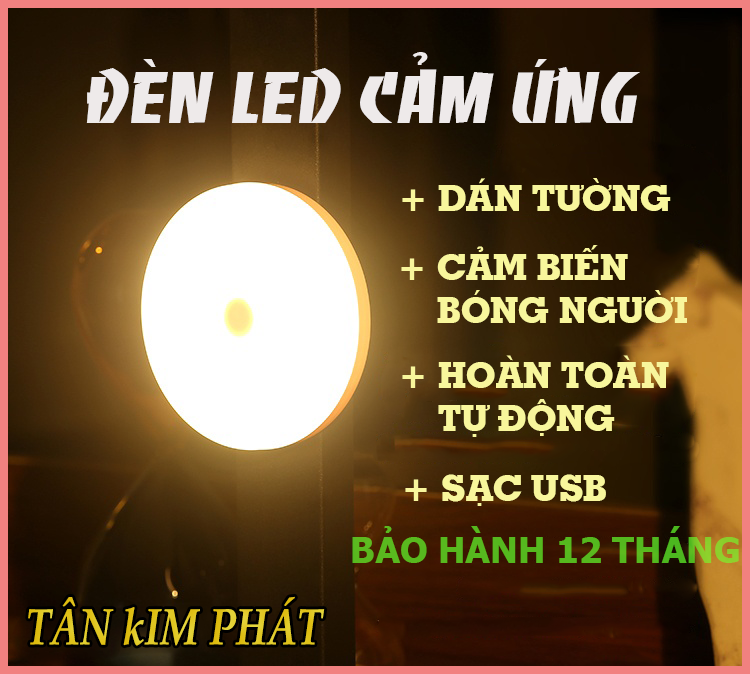 Đèn Led Thông Minh Cảm Ứng Dán Tường Sạc USB (Có Công Tắc)