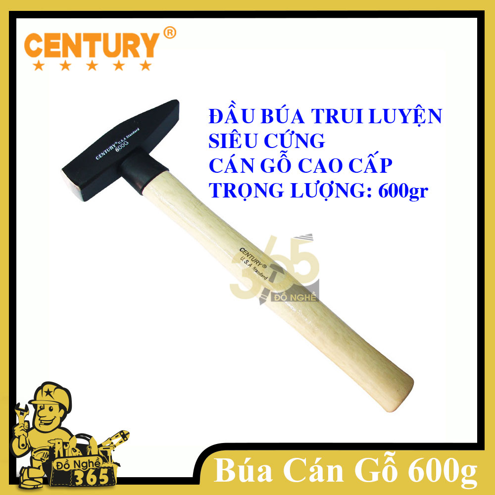 Búa đầu vuông CENTURY 600GR -, búa cán gỗ búa vuông cán gỗ, búa đầu vuông đầu dẹp hàng chất lượng cao