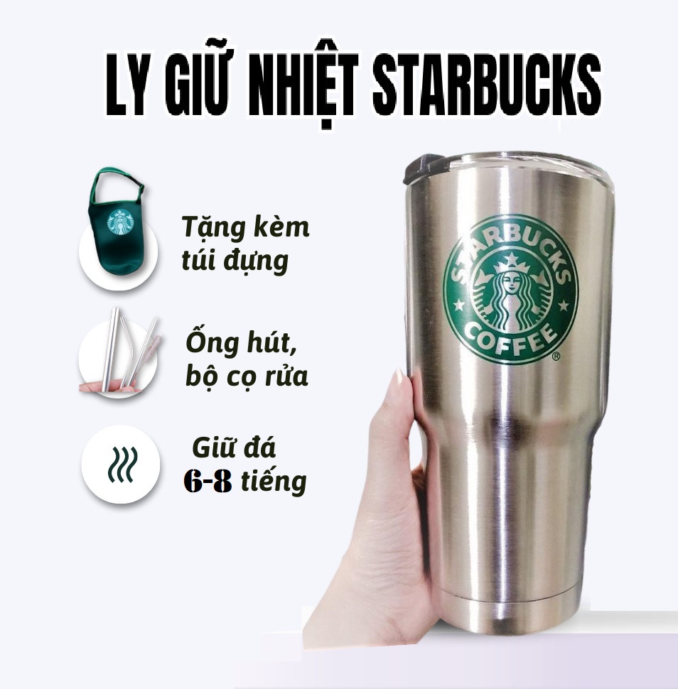 Ly Giữ Nhiệt Thái Lan 900ML, Kèm Bộ Ống Hút và Túi. Giữ Lạnh 8-12 Tiếng, Không Tươm Nước. Inox 304 Cao Cấp