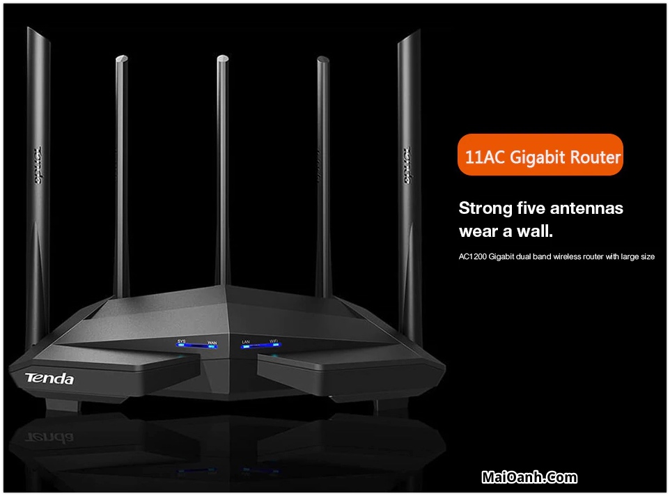 Bộ Phát Wifi Tenda AC11 Gigabit AC1200 anten 6dbi/cpu 1GHz/ram Phiên bản nâng cấp từ ac10 ac7 ac6 ac5 Hàng chính hãng - Hàng nhập khẩu