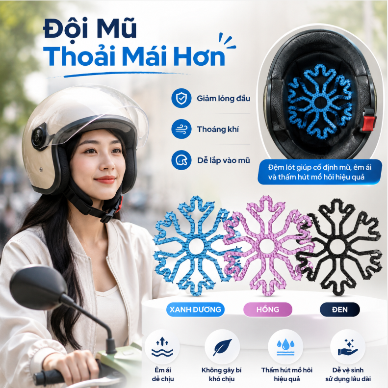 Silicone Lining Silicone Head Pads for Head Pain Relief and Massa Sensation for Helmets Giá 18,396 Đồng*Miễn phí vận chuyển