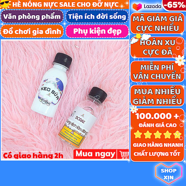 Dung Dịch Làm Đông Slime Tiện Lợi Dễ Dàng , Keo Sữa Làm Slime 100Ml Chai  Nhựa , Chất Làm Đông Borax 100Ml Chai Nhựa , Nguyên Liệu Làm Slime Đơn Giản