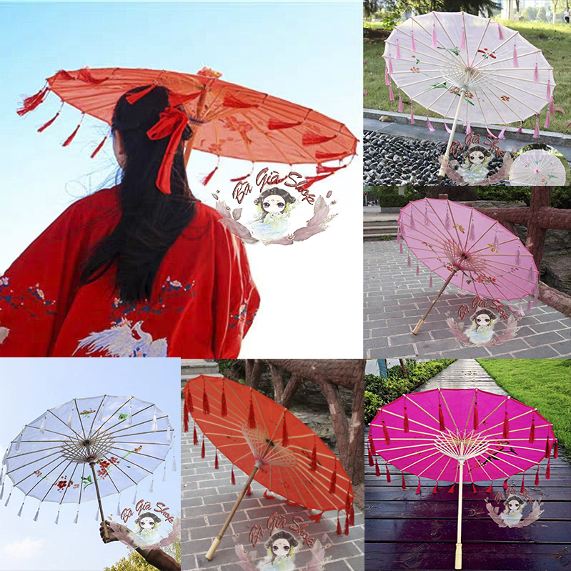Dù ô cổ trang dù nhật dù chụp hình có tua rua