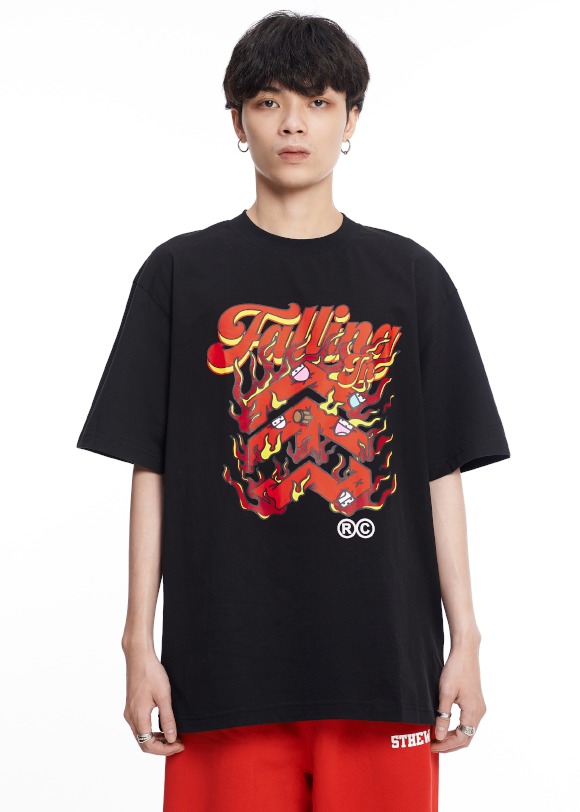5THEWAY® /falling in love/ NEW TEE™ in BLACK  aka Áo Thun Đen Tay Ngắn