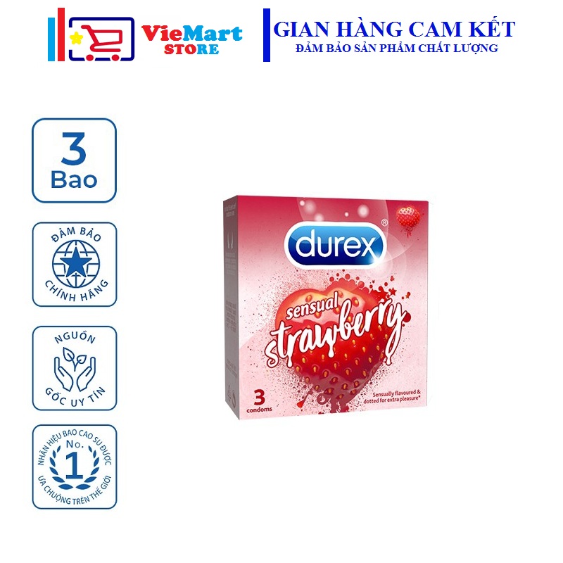 Bao cao su Durex Sensual Strawberry 3 bao