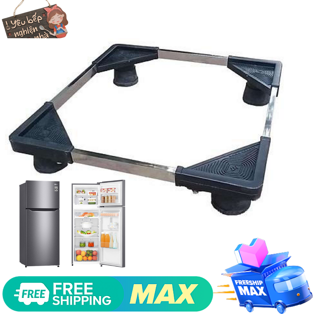 Chân Kệ Tủ Lạnh, Chân Kệ Máy Giặt Inox Cao Cấp Đa Năng - Chắc Chắn - Kích Thước Có Thể Điều Chỉnh Phù Hợp Loại Máy Giặt, Tủ Lạnh Từ 5 Đến 12Kg, Kệ Máy Giặt, Kệ Máy Lọc Nước Cỡ Lớn, Chân kệ Inox Cao Cấp