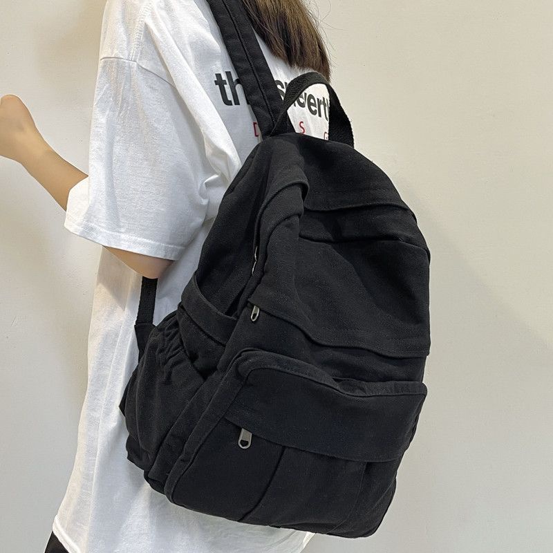 Combo balo vintage canvas + logo cài + kẹp gỗ, sổ tay mini, sticker dán,.. ]
