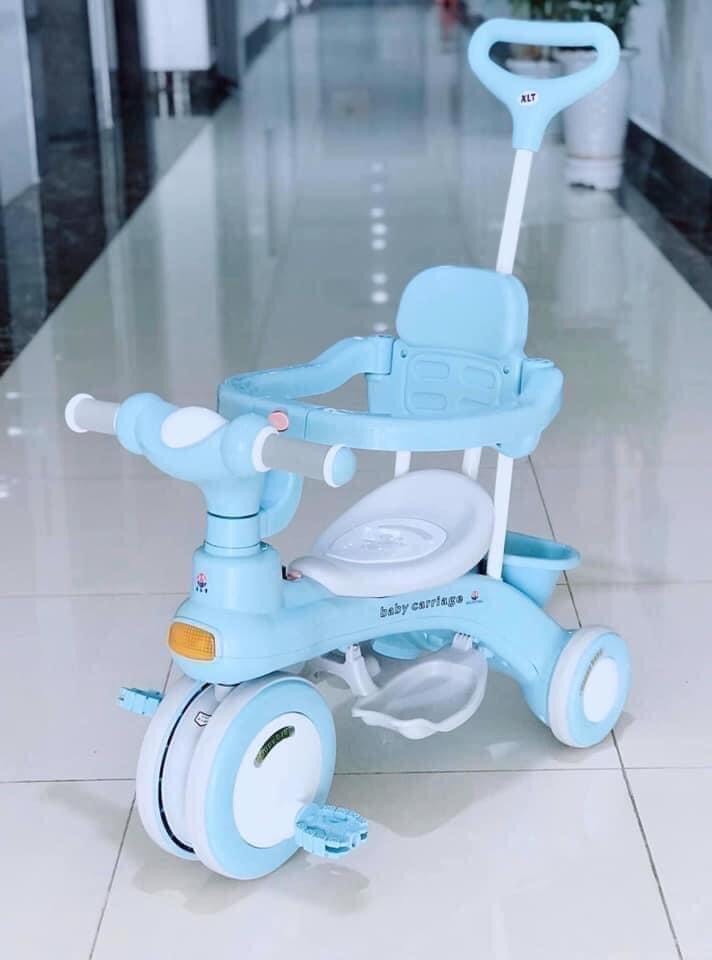 Xe đẩy cho bé, xe đạp 3 bánh có tay đẩy 618 ,có nhạc và đèn, có vòng an toàn cho bé, BH 6 tháng