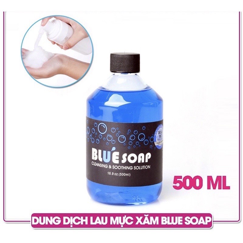 Nước lau mực xăm tạo bọt blue soap chai lớn 500ml