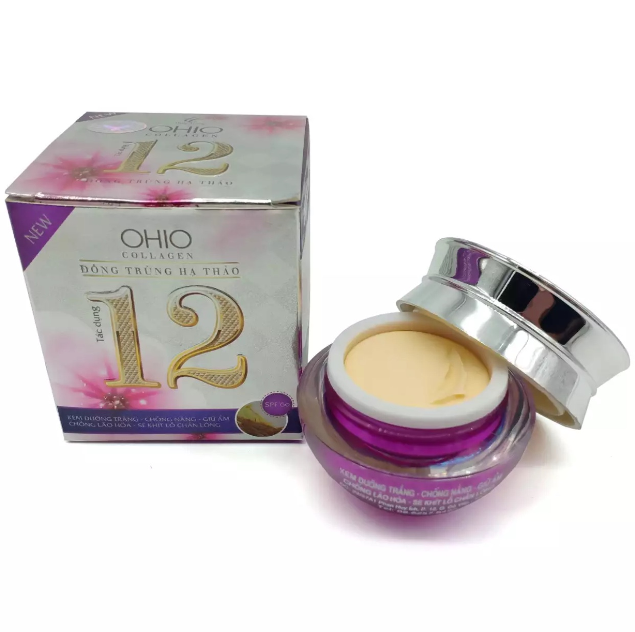 [HCM]Kem dưỡng trắng - Chống nắng - Chống lão hóa 12 tác dụng OHIO Collagen - Đông Trùng Hạ Thảo (30g)