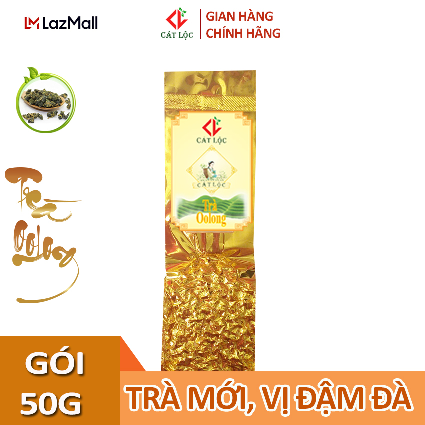 Trà o long Cát Lộc  100% nguyên chất, trà ô long ngon , uống trà oolong giúp thanh nhiệt giải độc, giảm cân an toàn, trà olong thượng  hạng là nguyên liệu làm trà sữa ngon, gói 50g - Trà cà phê Quê Ta