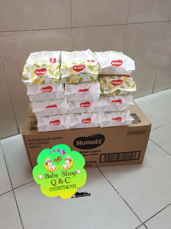 **thùng 12 gói khăn ướt huggies 64 tờ loại không mùi