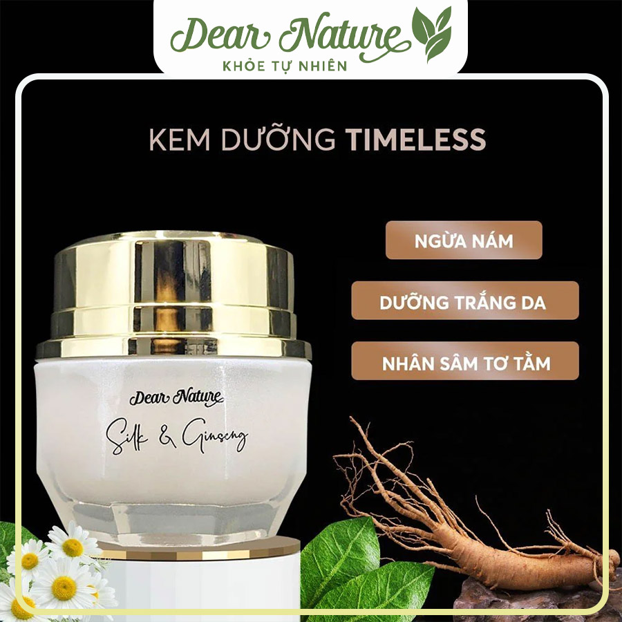 Kem Dưỡng Silk & Ginseng Giúp Dưỡng Ẩm Da Căng Bóng, Mịn Màng, Khỏe Mạnh Làm Mờ Thâm Nám_Dear Nature - Khỏe Tự Nhiên