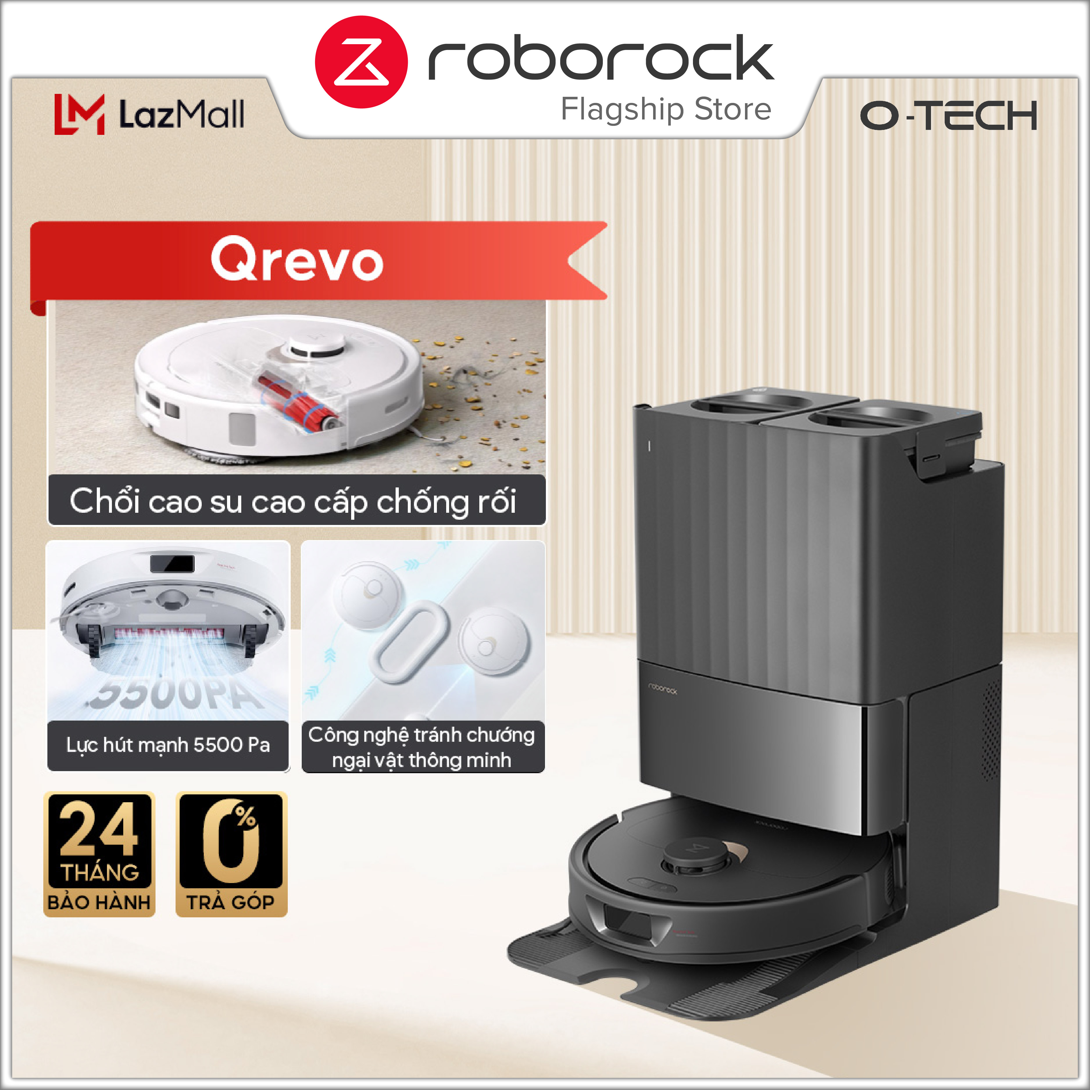 [Voucher 12% tối đa 500k trong Trạm Voucher] Roborock QR 798 | Qrevo S robot hút bụi lau nhà | Tự động giặt giẻ & đổ rác - Lực hút 5500 PA | Bảo hành 24 tháng