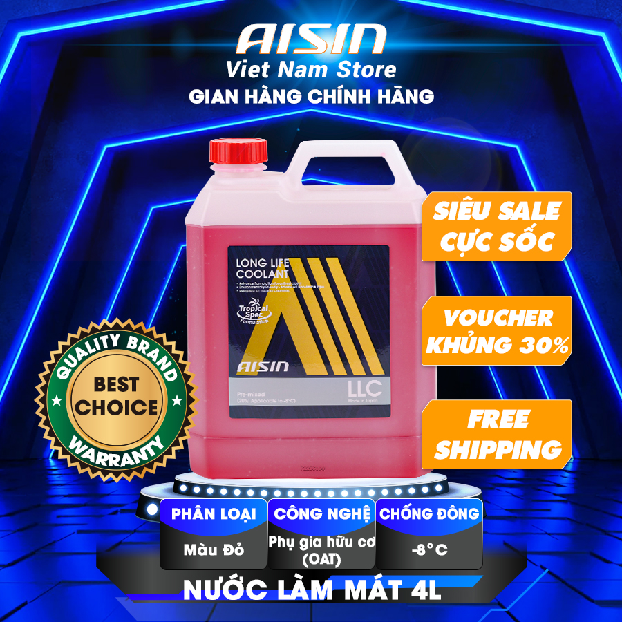 Nước làm mát động cơ màu đỏ aisin lcpm20a4lr 4l - nhập khẩu chính hãng