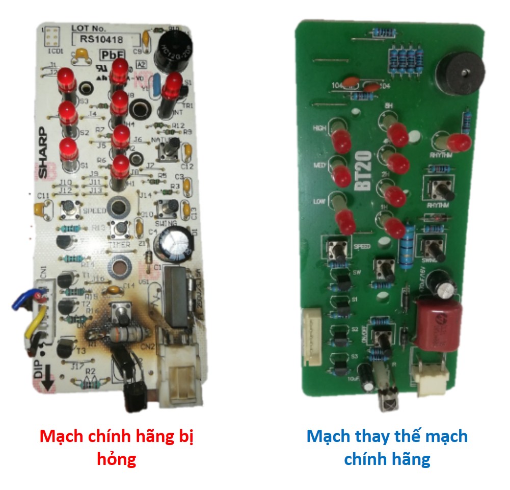 Bo mạch điều khiển quạt cây Sharp, mạch điều khiển thay thế mạch điều khiển quạt cây sharp chính hãng chính hãng