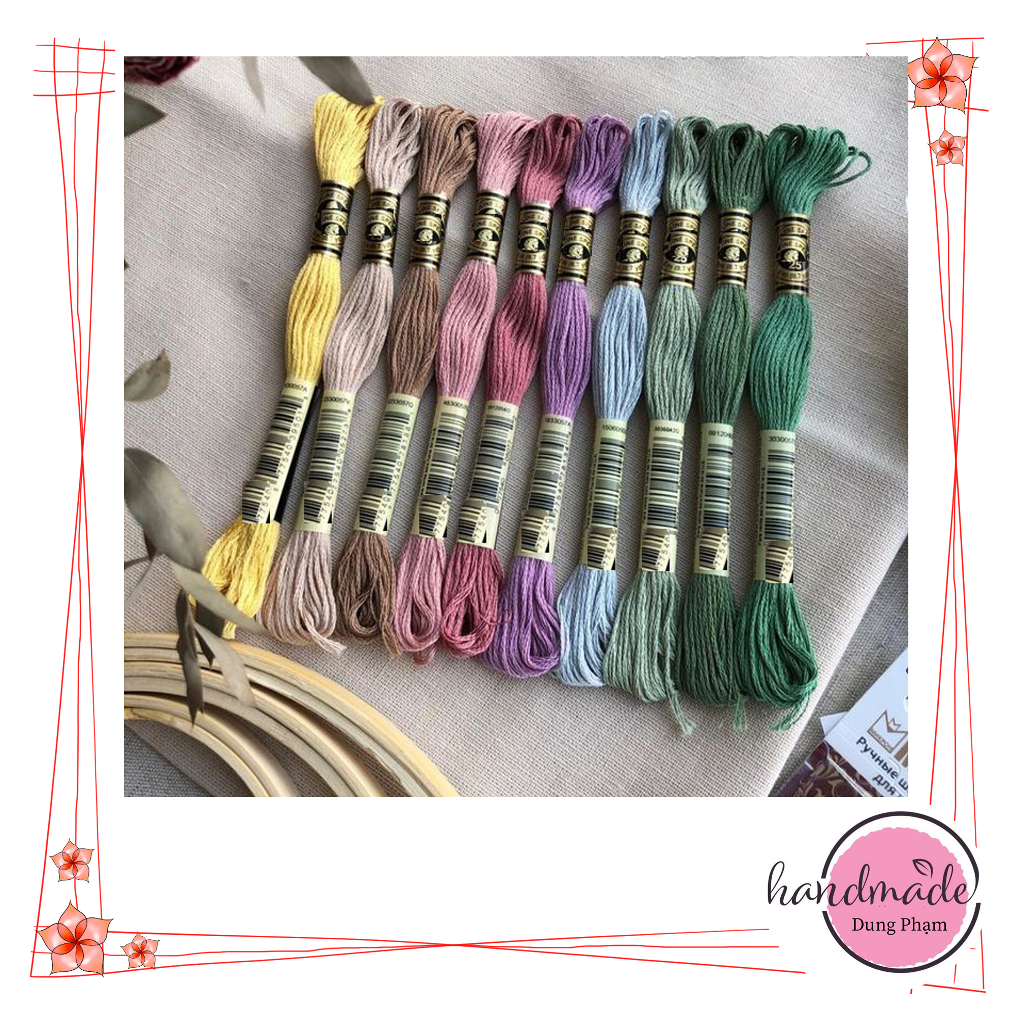 Set 10 tép chỉ thêu - màu như hình / chỉ thêu cotton dc - cxc