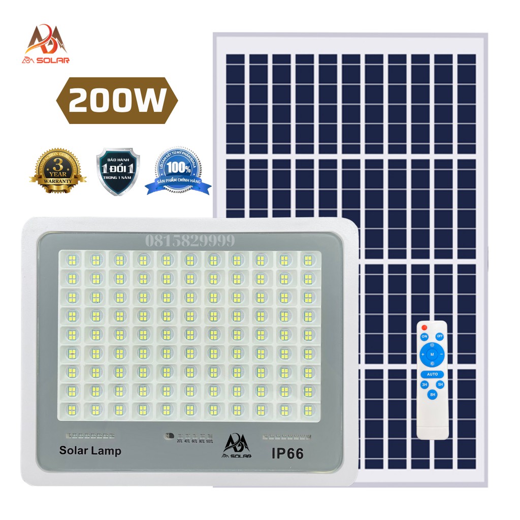 Đèn led năng lượng mặt trời nhôm đúc nguyên khối có báo % pin đèn cảnh báo, 300w 200w, ip 67 chống nước - mtshop