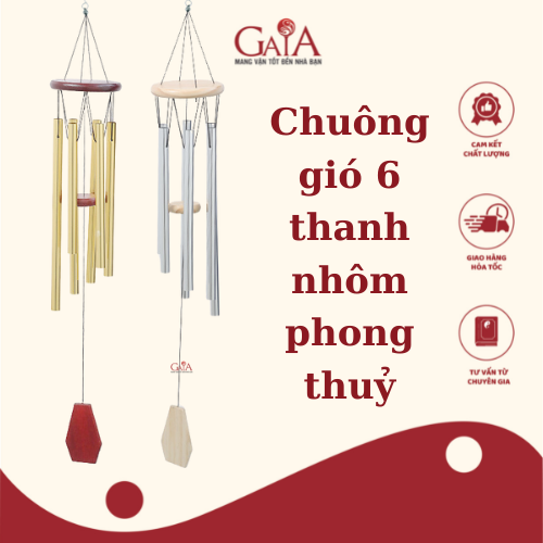 Chuông gió thanh nhôm phong thuỷ 6 thanh