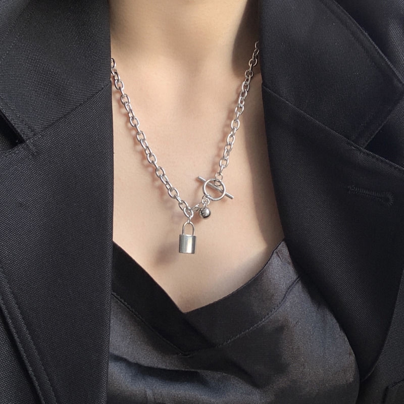 Dây chuyền nữ cá tính - vòng cổ chốt OT mặt ổ khóa kiểu dáng Hiphop