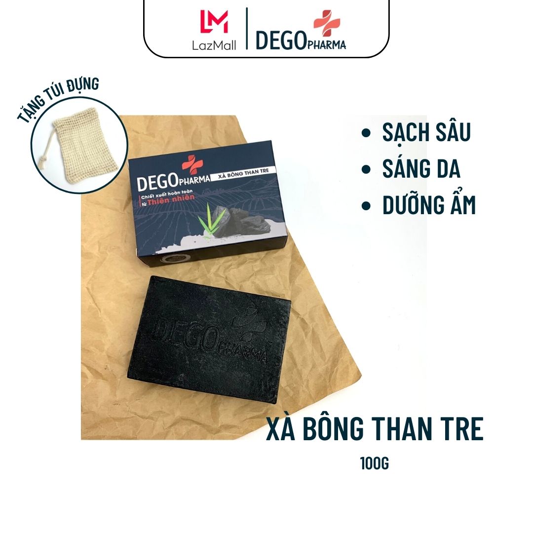 Xà bông than tre thải độc, giúp da mịn màng, trắng sáng DEGO PHARMA - Xà phòng tự nhiên, xà bông tắm sinh dược giúp bạn loại bỏ tế bào chết, giảm mụn lưng và đều màu da, chất liệu 100% tự nhiên được nhiều chuyên gia khuyên dùng