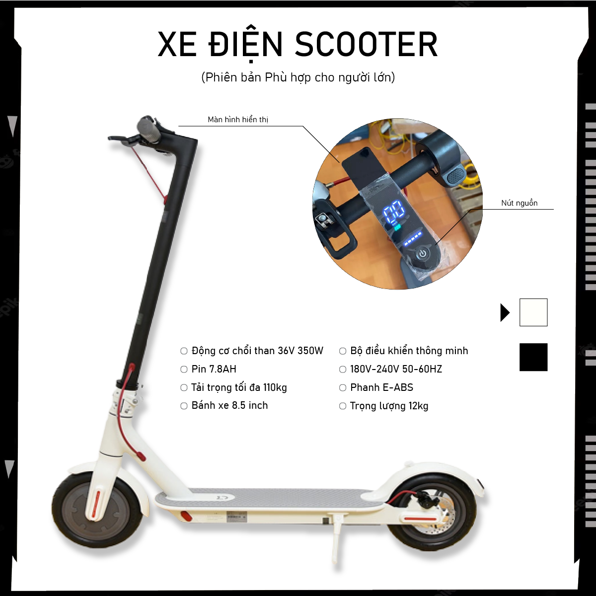 Xe điện scooter gấp bỏ cốp xe nhỏ gọn siêu tiện lợi chạy ra bãi gửi xe đi