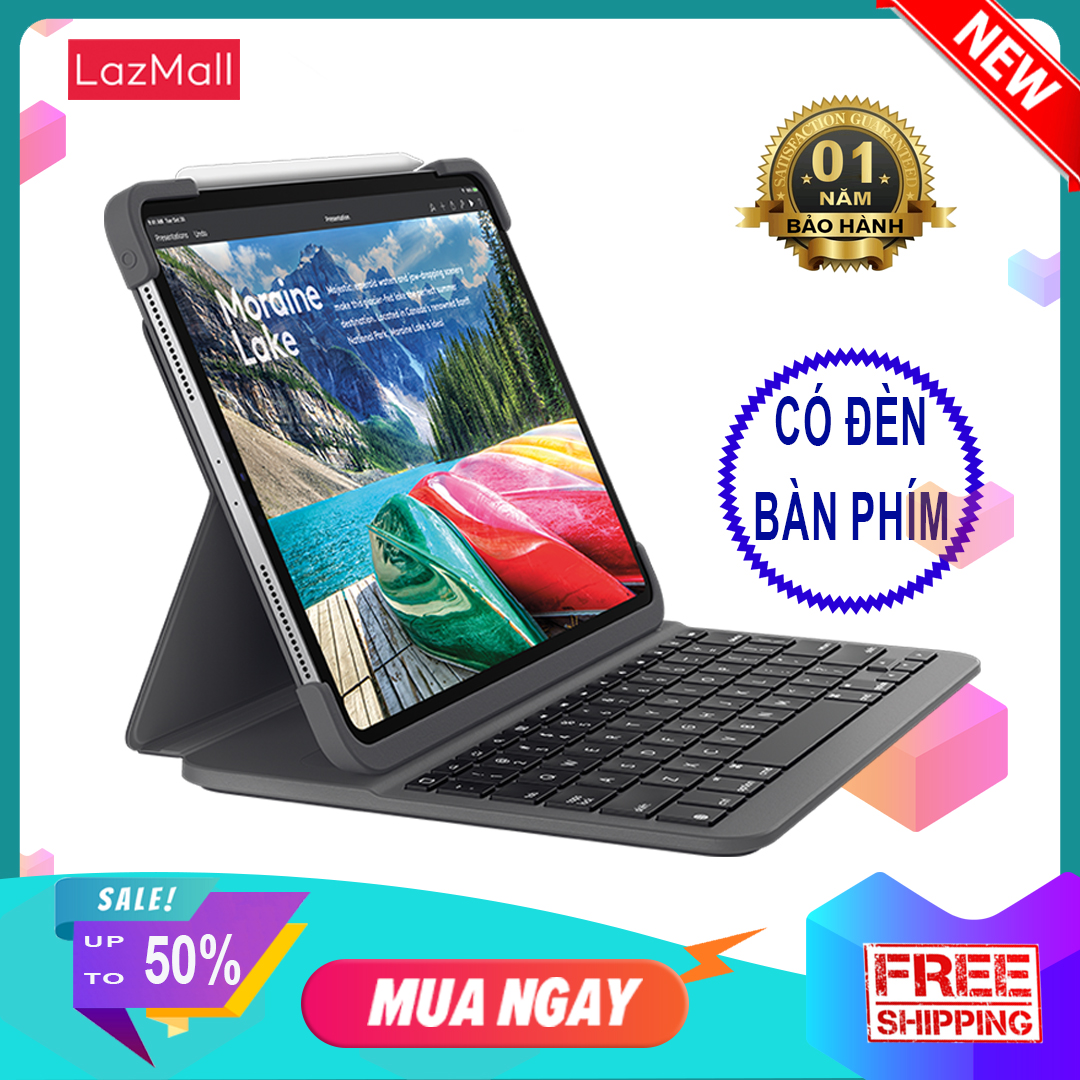 [HCM]Bàn Phím iPad Pro 11 inch 2018 Hiệu Logitech Slim Folio Pro - Có Đèn Bàn Phím - Vỏ Bảo Vệ iPad - Khe Đựng Bút