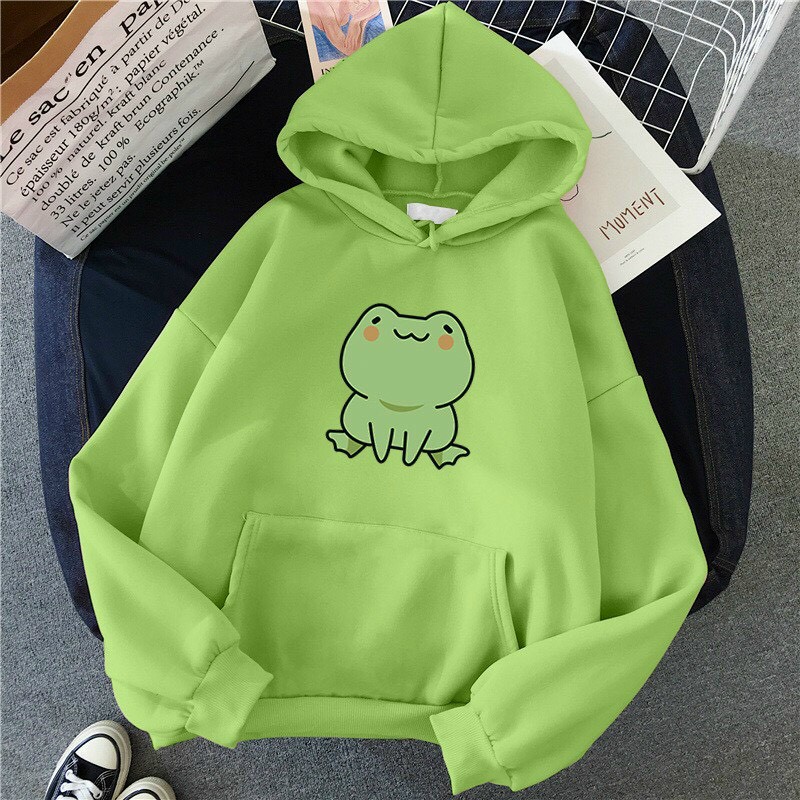 [HCM][new] áo hoodie nam nữ áo hoodie form rộng đi học áo cặp nam nữ phối màu sweater tay dài cổ tròn in ếch siêu xinh mtb
