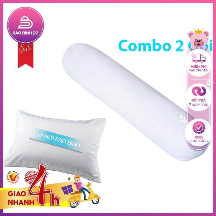 Bộ gối ôm size 35x100cm + Gối ngủ size 35x50cm - Tổng 2 gối - Bảo Bình 22 - Ruột gối gòn, ruột gối hơi