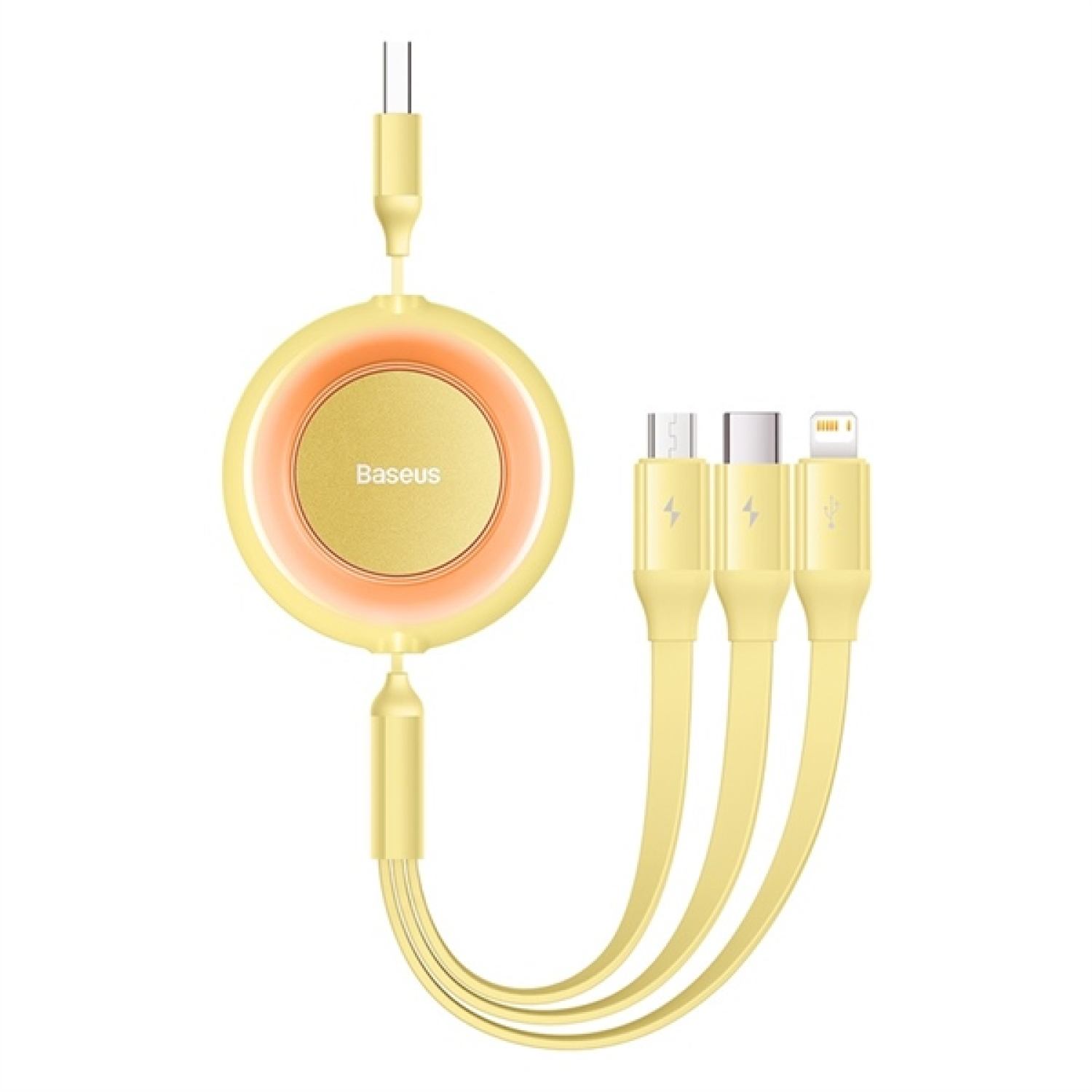 Cáp sạc dây rút 3 đầu baseus bright mirror 2 series retractable 3-in-1 fast charging data cable usb to m+l+c 3.5a 1.1m