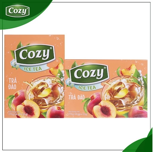 Trà Cozy Ice Tea Hương Đào Hòa Tan Hộp 270g 18gói x 15g