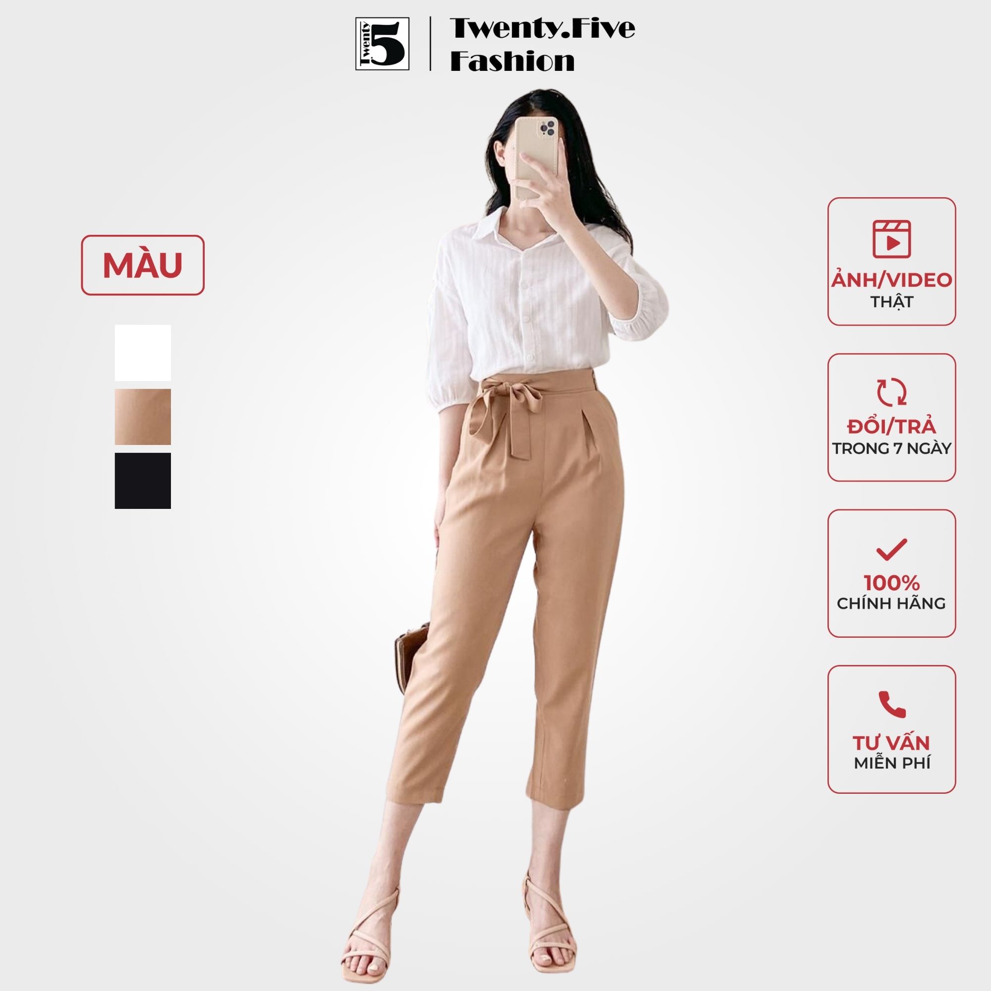 Quần baggy nữ thiết kế thắt nơ twentyfive m615