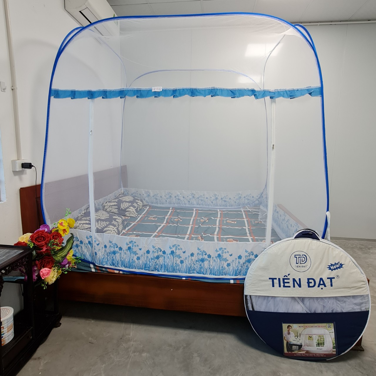 màn ngủ chống muỗi tiến đạt có chân viền