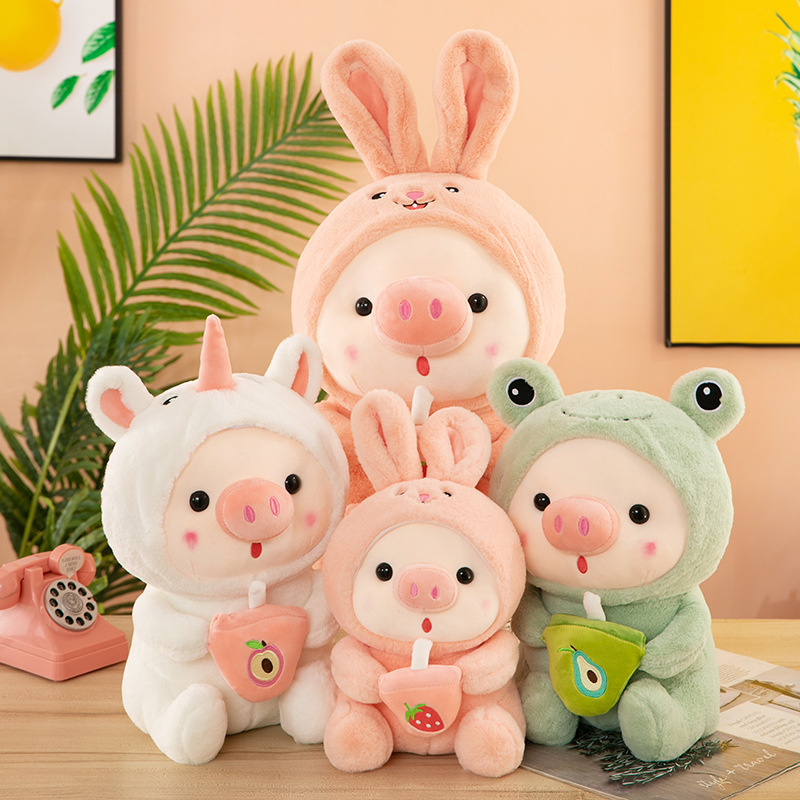 Gấu bông heo ôm trà sữa cao cấp đáng yêu siêu cute cho bé