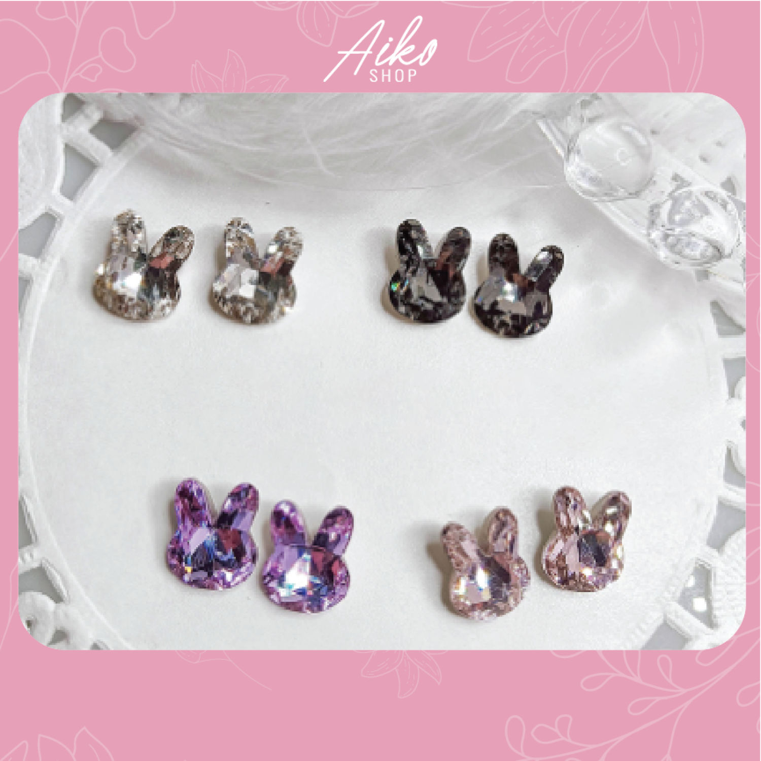 Charm nail thỏ đính đá cao cấp