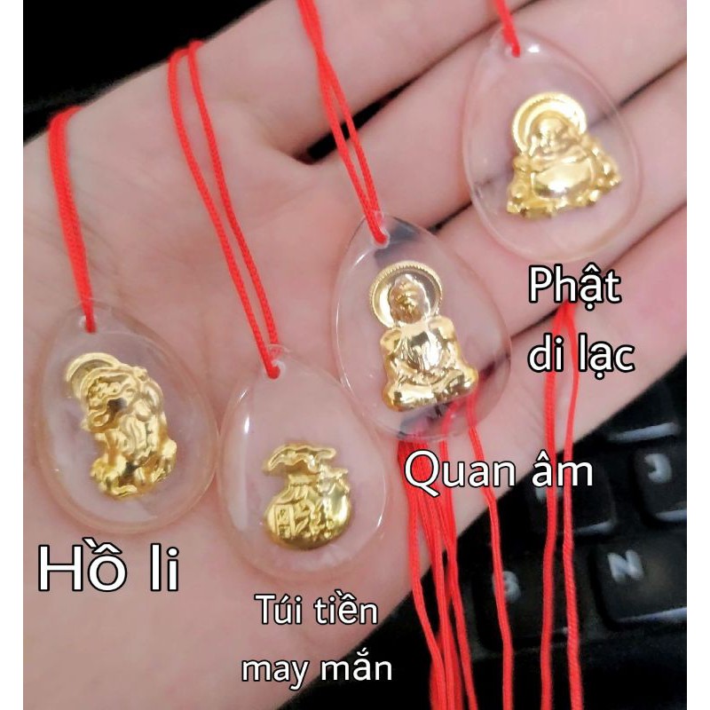 Dây chuyền chỉ đỏ tượng phật may mắn  phật quan âm bồ tát  di lạc hộ mệnh  túi tiền vận may tượng hồ ly
