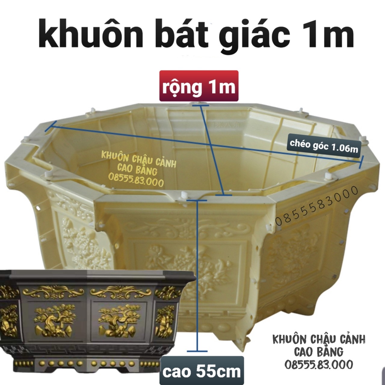 Khuôn đúc chậu cảnh bát giác 1m