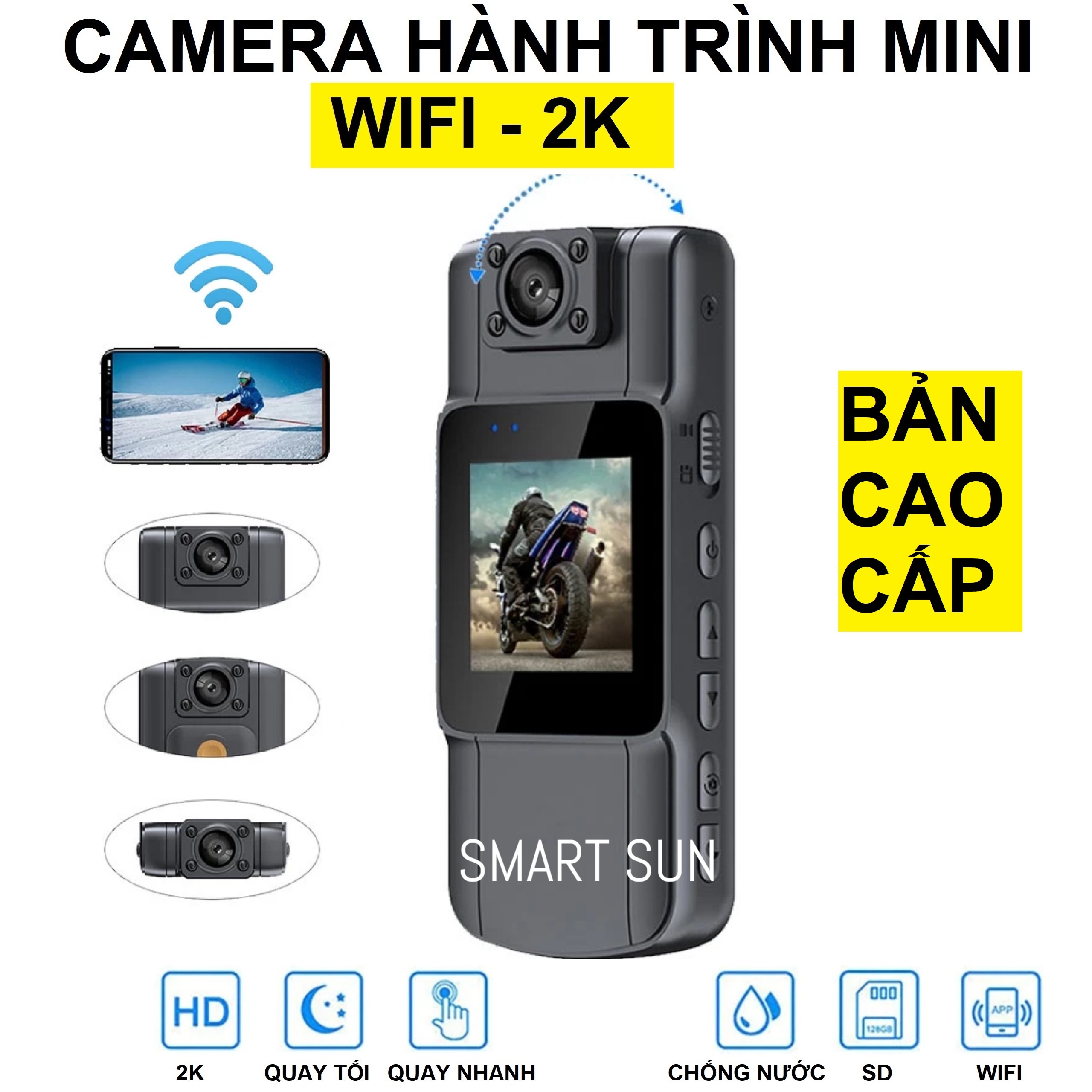 Camera hành trình mini 2K wifi quay đêm camera hành trình xe đạp xe máy S11