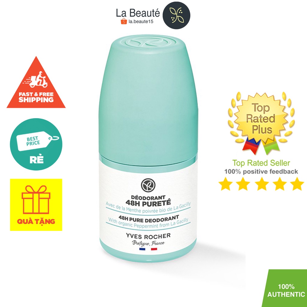 Yves Rocher Deodorante 48h Purezza Peppermint - Lăn Khử Mùi Bạc Hà