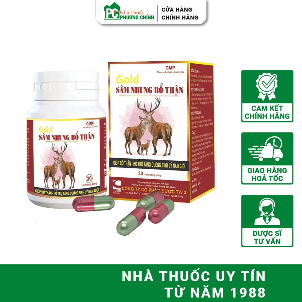 Sâm Nhung Bổ Thận TW3 Gold Giúp Bổ Thận Tráng Dương, Tăng Cường Sinh Lý Nam (Hộp 30 Viên)