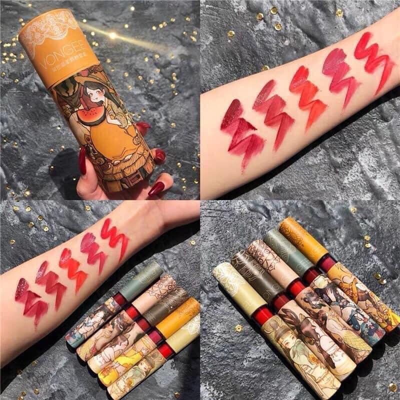 [HCM][TẶNG KEM DƯỠNG TAY] Set 6 cây son cổ trang Vongee - SENFOODS - Set son thiết kế độc đáo thơm mùi kẹo ngọt