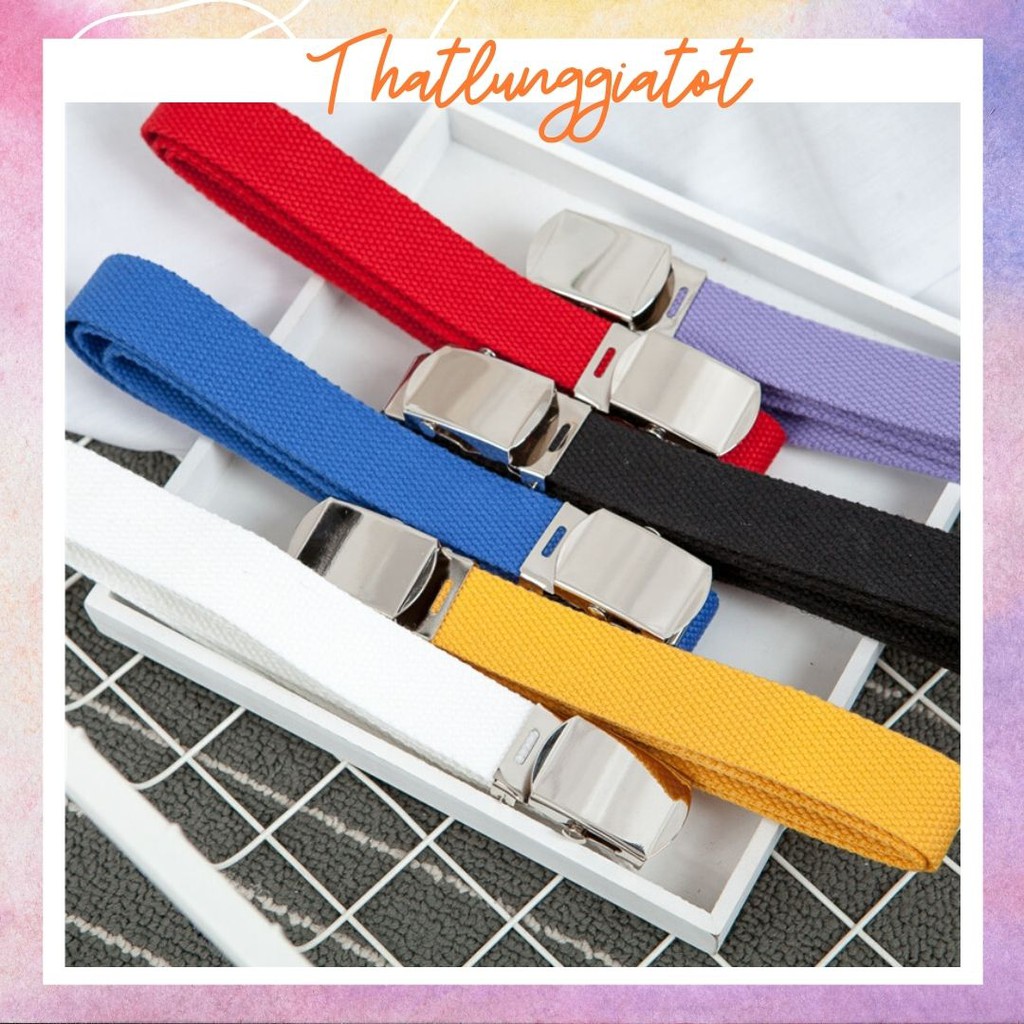Thắt Lưng Vải Canvas Dây Nịt Vải Dù Khóa Kim Loại Bản Nhỏ 2.5cm TL210 - Thắt Lưng Giá Tốt