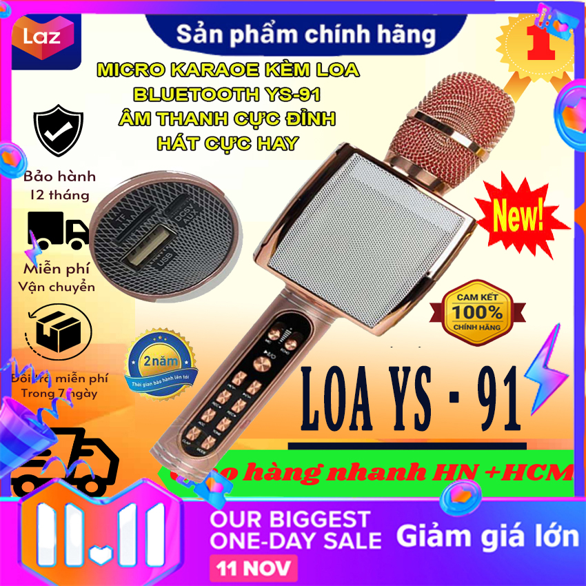 Micro karaoke bluetooth không dây Mic YS91 Bluetooth Míc Karaoke Gia Đình Hàng cao cấp, Micro karaoke Bluetooth YS91 Không Dây 3in1 tích hợp loa Bluetooth Âm thanh cực đỉnh
