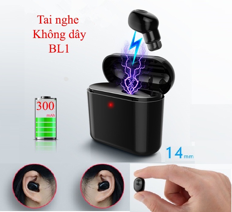 Tai nghe Bluetooth mini cao cấp thời trang BL1 + tặng Dock sạc 300mah tai nghe nhét tai bluetooth tai nghe thời trang tai nghe không dây