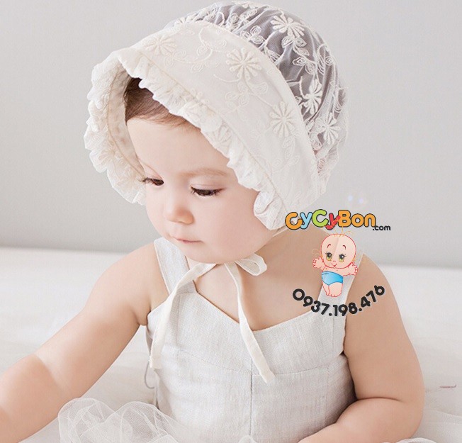 Nón vải ren cho bé cô gái hà lan viền bèo