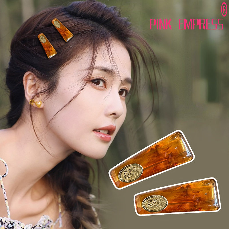 Kẹp tóc lệch bên nữ kẹp tóc ngang trán kẹp tóc hổ phách phụ kiện tóc cao cấp