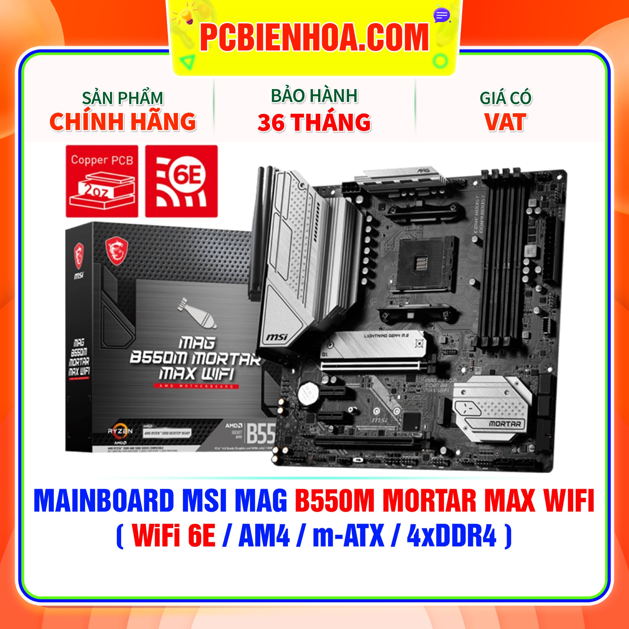 MAINBOARD MSI MAG B550M MORTAR MAX WIFI  WiFi 6E AM4 m-ATX 4xDDR4