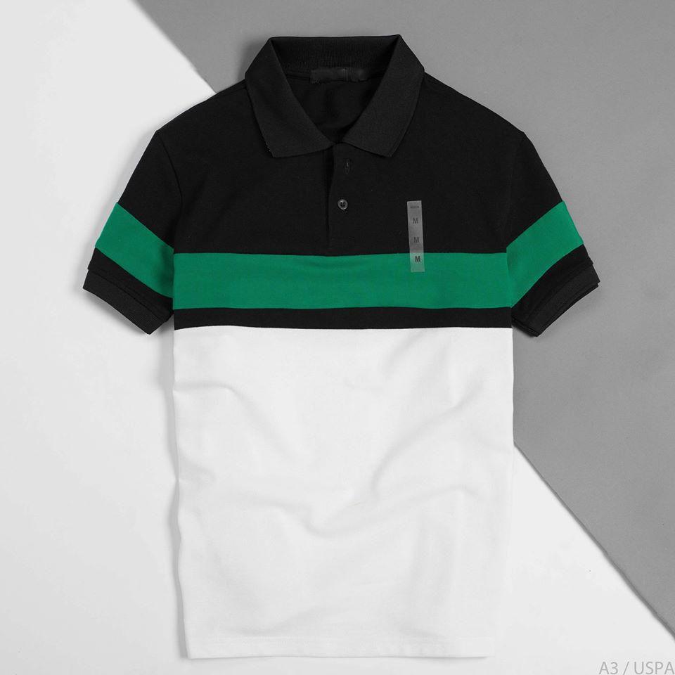 [HCM]Áo thun nam cổ trụ phối ba màu viền sọc ngang ngực ôm body thời trang hàn quốc cực hot Chất cotton mềm mịn thoáng mát không nhăn không xù
