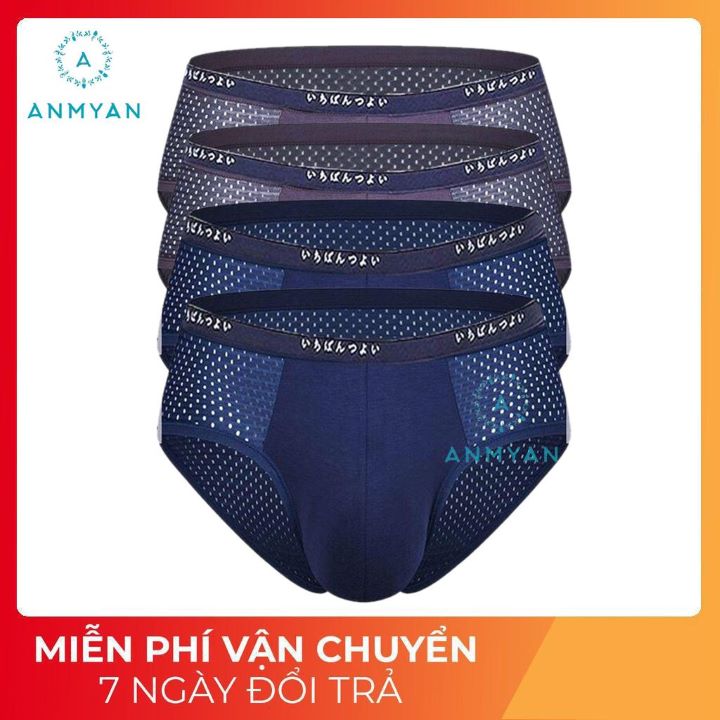 QUẦN LÓT NAM, QUẦN SỊP NAM cotton 95% pha thun co dãn 4 chiều thông hơi Anmyan size đại QL5, quần xì nam kháng khuẩn, siêu thoáng – set 4 chiếc.Mua 2 giảm 10%, follow shop giảm 30k