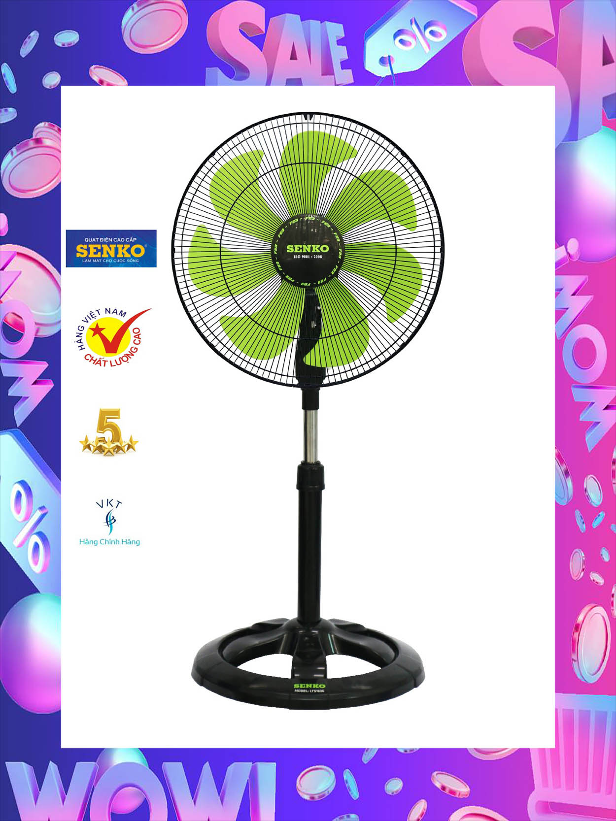 [FREESHIPMAX] Quạt lỡ thân sắt F23 Senko LTS1636 sải cánh 39cm 65W - Hàng Chính Hãng (giao màu ngẫu nhiên)